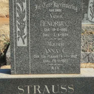 STRAUSS Hendric C. 1860-1934 &amp; Anna C. DU PLESSIS 1862-1923