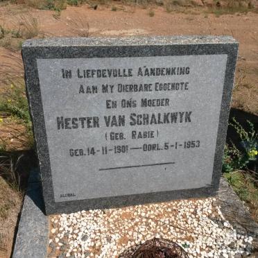 SCHALKWYK Hester, van nee RABIE 1901-1953