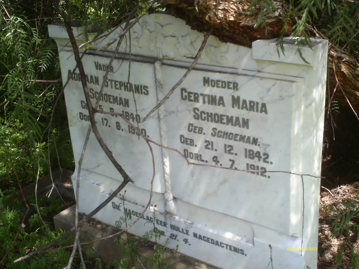 SCHOEMAN Adriaan Stephanis 1840-1930 &amp; Gertina Maria SCHOEMAN 1842-1912