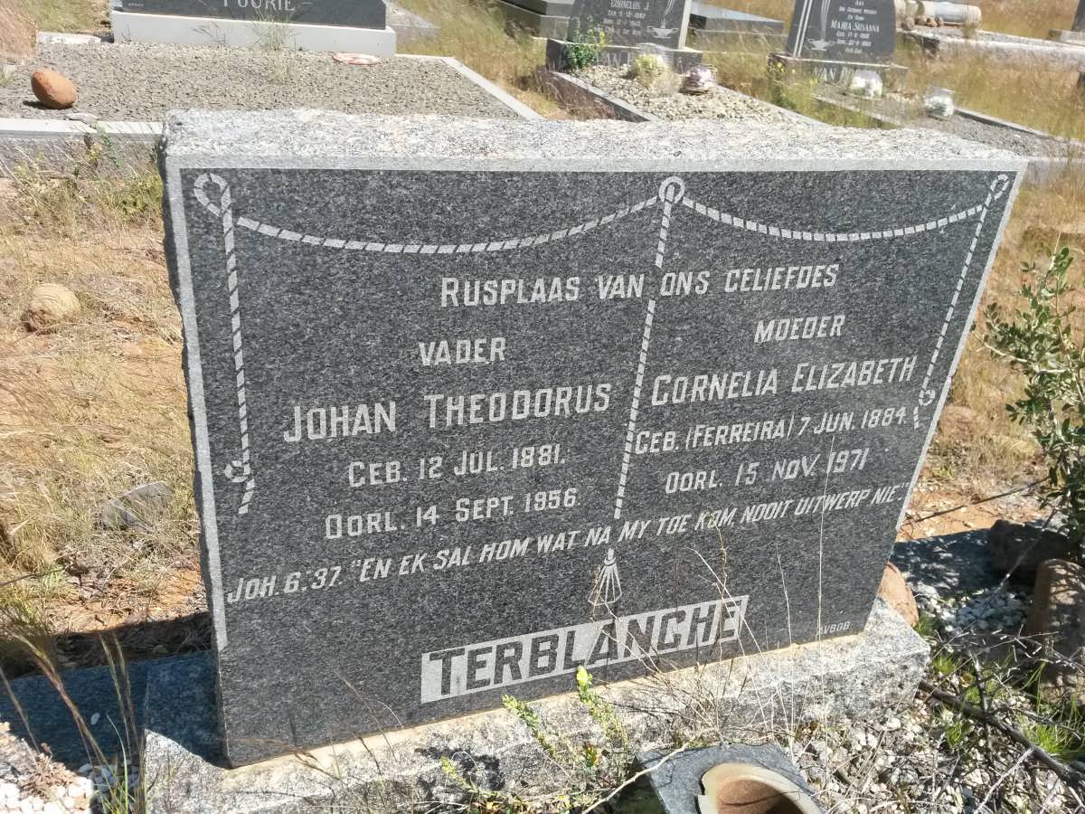 TERBLANCHE Johan Theodorus 1881-1956 &amp; Cornelia Elizabeth FERREIRA 1884-1971