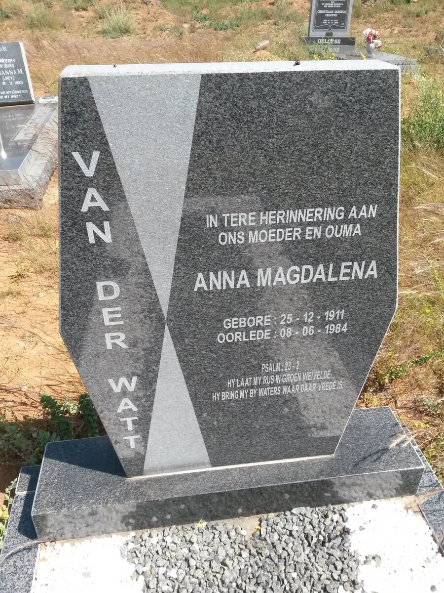 WATT Anna Magdalena, van der 1911-1984