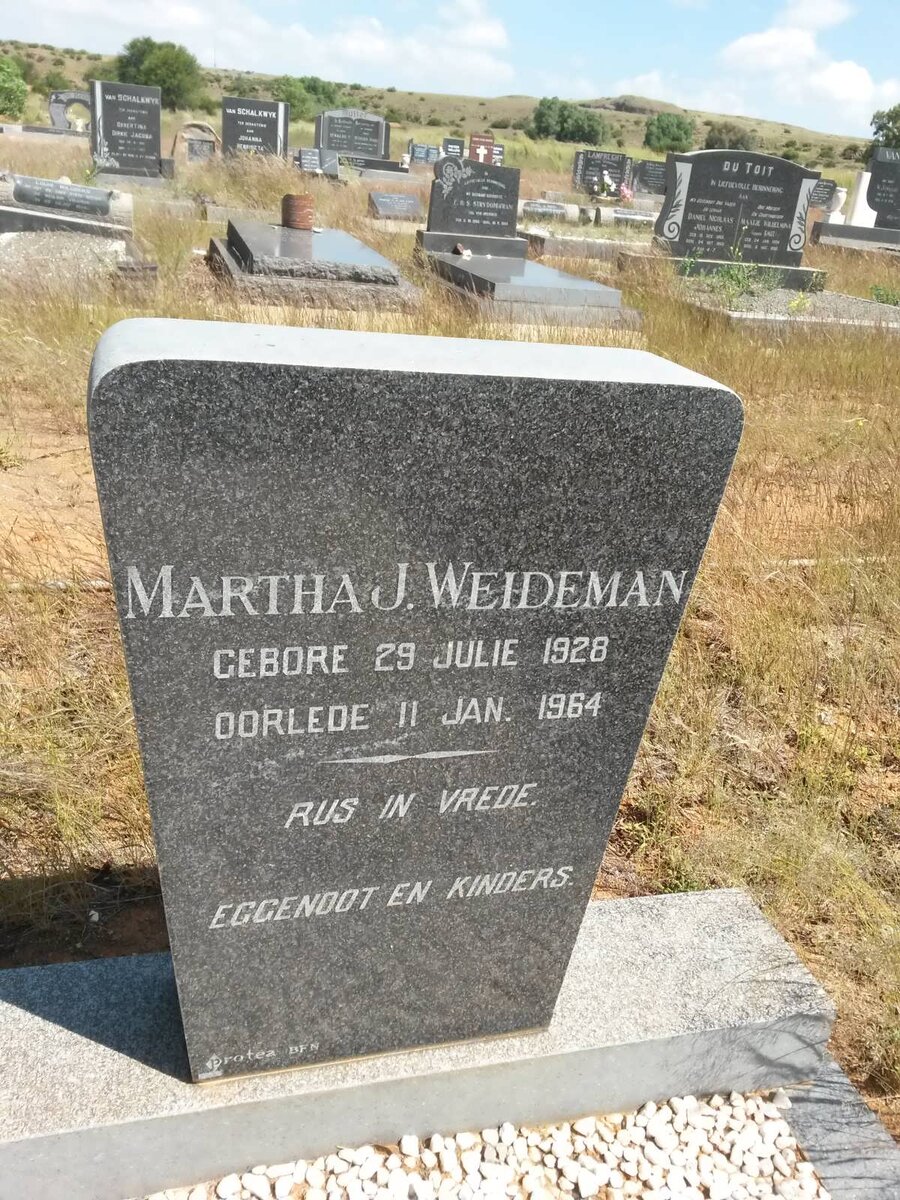 WEIDEMAN Martha J. 1928-1964