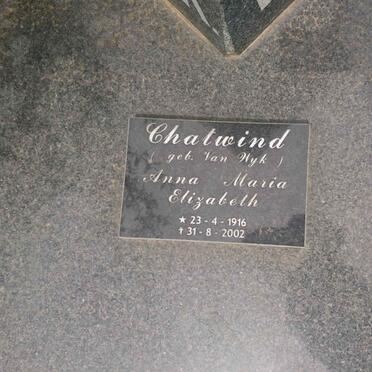 CHATWIND Anna Maria Elizabeth nee VAN WYK 1916-2002