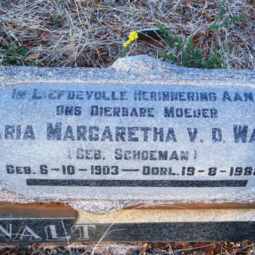 WALT Jan Harm, v.d. 1901-1965 &amp; Maria Margaretha SCHOEMAN 1903-1982