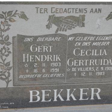 BEKKER Gert Hendrik 1903-1991 &amp; Cecilia Gertruida DE VILLIERS 1901-1983