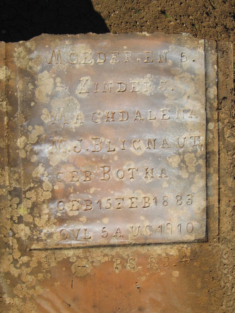 BLIGNAUT Maghdalena M. J. nee BOTHA 1883-1910