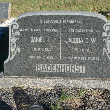 BADENHORST Daniel L. 1882-1959 &amp; Jacoba C.W. OLIVIER 1890-1966