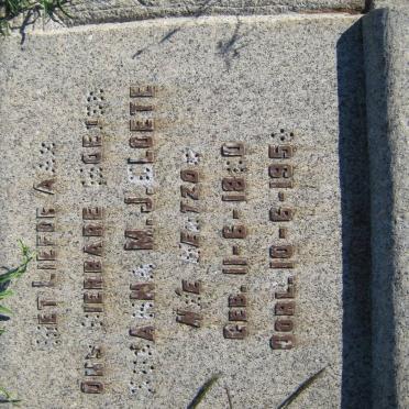 CLOETE Johanna M.J. nee HERTZOG 18?0-195?