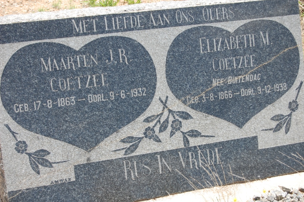 COETZEE Maarten J.R. 1863-1932 &amp; Elizabeth M. BUITENDAG 1866-1938