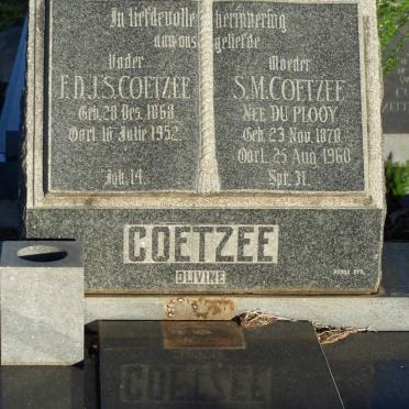 COETZEE F.D.J.S. 1868-1952 &amp; S.M. DU PLOOY 1870-1960