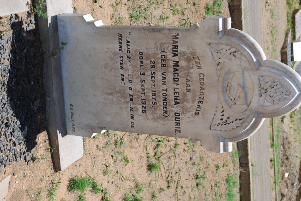 FOURIE Maria Magdalena nee VAN TONDER 1875-1926