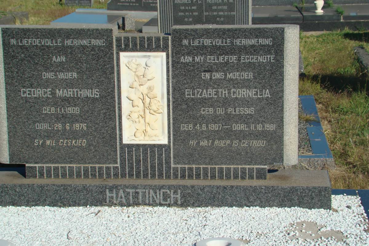 HATTINGH George Marthinus 1908-1976 &amp; Elizabeth Cornelia DU PLESSIS 1907-1961