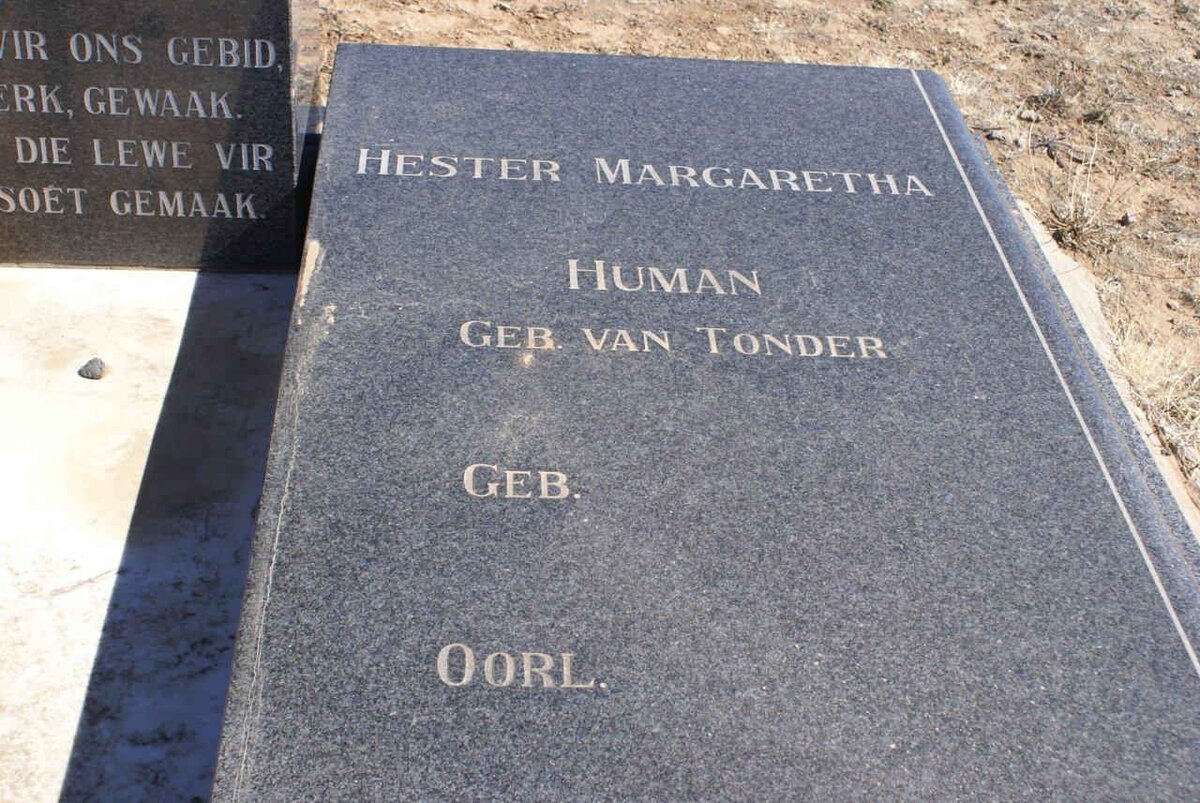 HUMAN Hester Margaretha nee VAN TONDER 