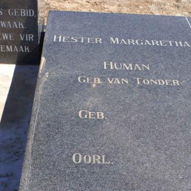 HUMAN Hester Margaretha nee VAN TONDER 