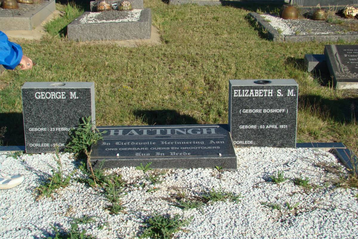 HATTINGH George M. 1931-2002 &amp; Elizabeth S.M. BOSHOFF 1931-