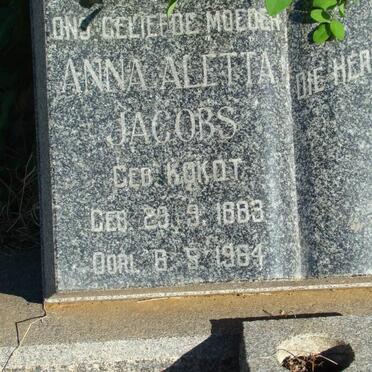 JACOBS Anna Aletta geb KOKOT 1883-1964