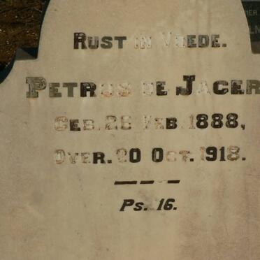 JAGER Petrus, de 1888-1918