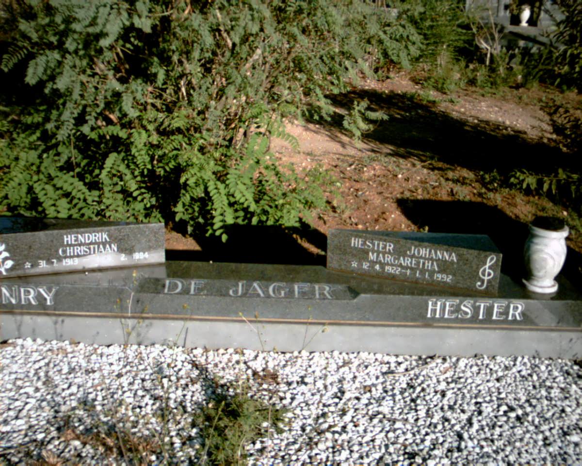 JAGER Hendrik Christiaan, de 1913-1994 &amp; Hester Johanna Margaretha 1922-1992