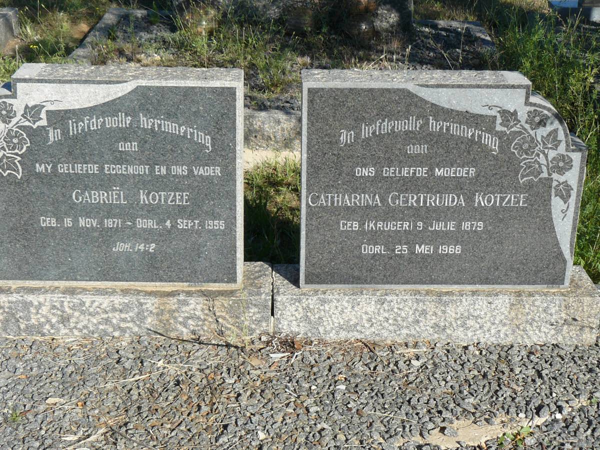 KOTZEE Gabriël 1871-1955 &amp; Catharina Gertruida KRUGER 1879-1968