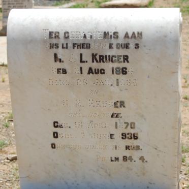 KRUGER M.J.L. 1864-1933 &amp; ?.M. ? 1870-1936