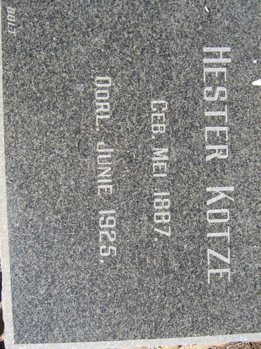 KOTZE Hester 1887-1925