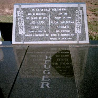 KRUGER Jan Harm 1911-1987 &amp; Alida Barendina STRYDOM 1922-2006