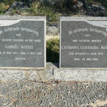 KOTZEE Gabriël 1871-1955 &amp; Catharina Gertruida KRUGER 1879-1968