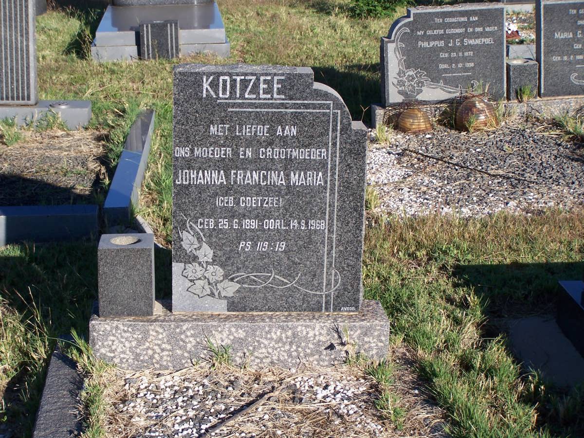 KOTZEE Johanna Francina Maria geb COETZEE 1891-1968