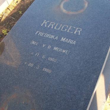KRUGER Fredrika Maria nee V.D. MERWE 1905-1980