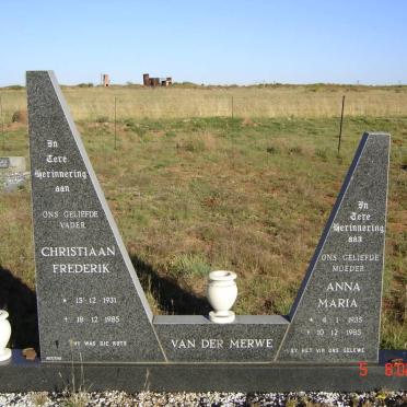 MERWE Christiaan Frederik, van der 1931-1985 &amp; Anna Maria 1935-1985