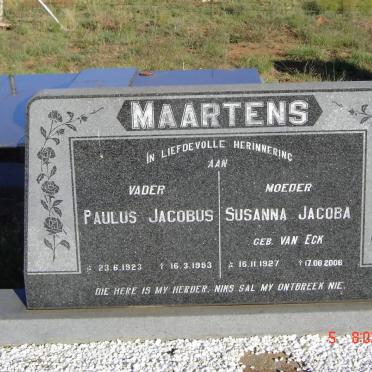 MAARTENS Paulus Jacobus 1923-1983 &amp; Susanna Jacoba VAN ECK 1927-2006