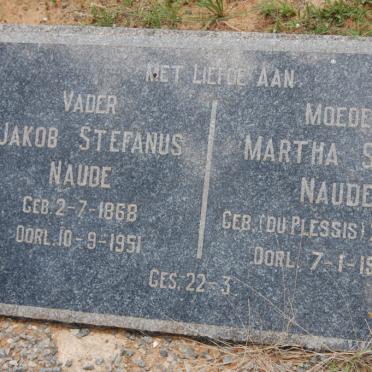 NAUDE Jakob Stefanus 1868-1951 &amp; Martha Susana DU PLESSIS 1868-1953