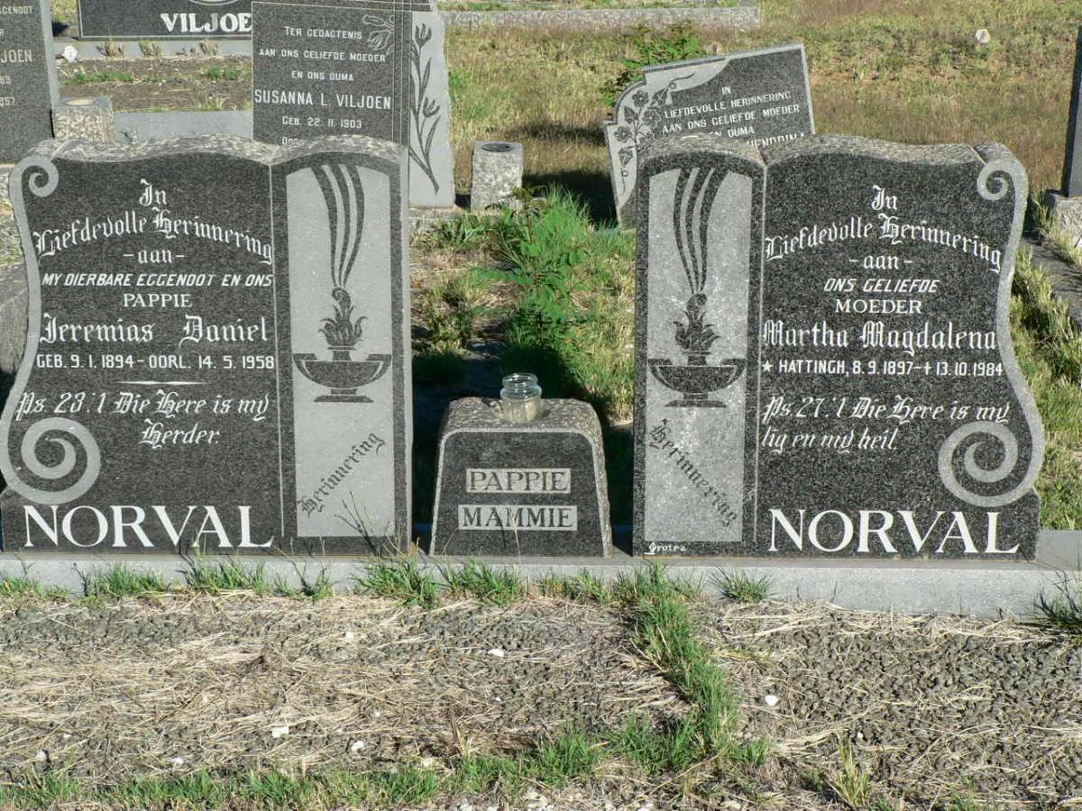 NORVAL Jeremias Daniel 1894-1958 &amp; Martha Magdalena HATTINGH 1897-1984