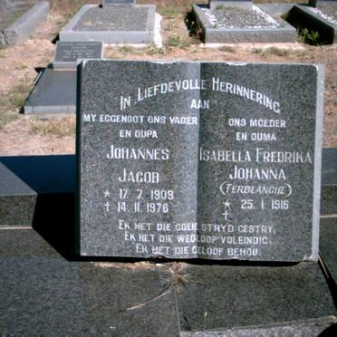 NEETHLING Johannes Jacob 1909-1976 &amp; Isabella Fredrika Johanna TERBLANCHE 1919-