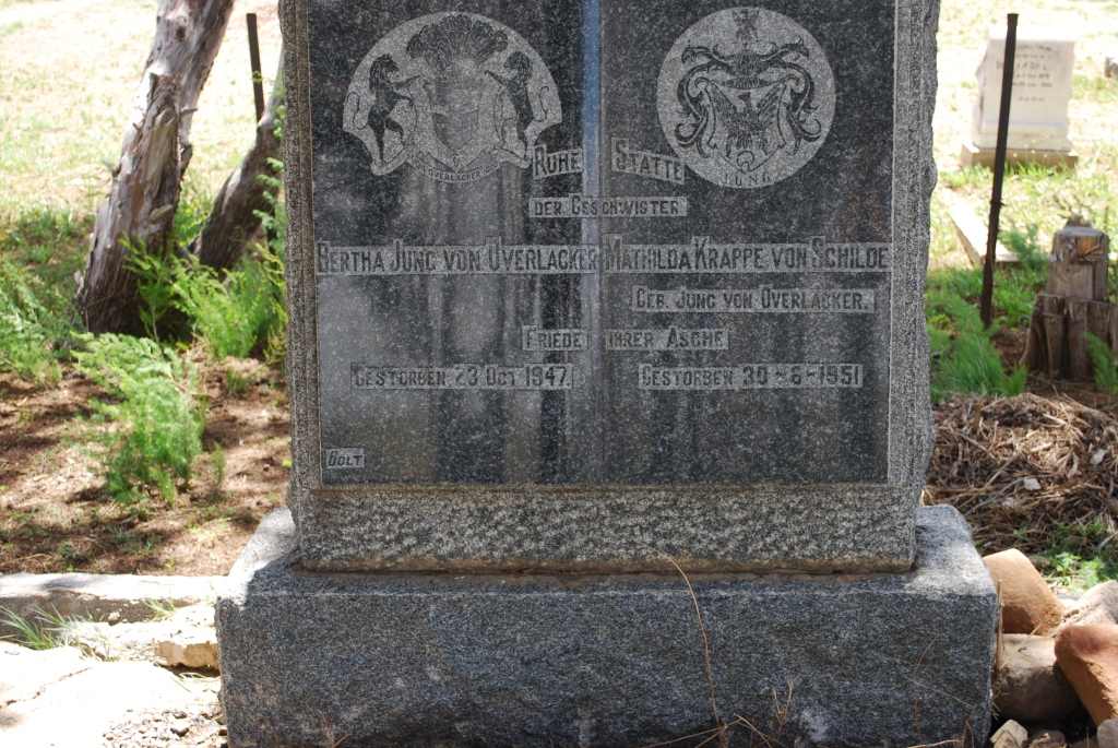 OVERLACKER Bertha, Jung von -1947 :: VON SCHILDE Mathilda Krappe nee JUNG VON OVERLACKER -1951