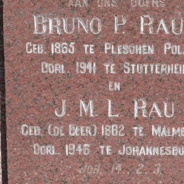 RAU Bruno P. 1865-1941 &amp; J.M.L. DE BEER 1862-1946