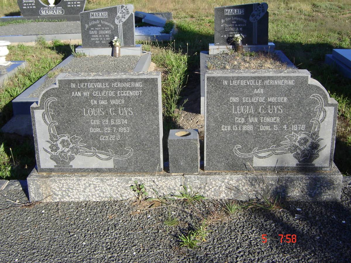 UYS Louis C. 1874-1963 &amp; Lucia C. VAN TONDER 1886-1978