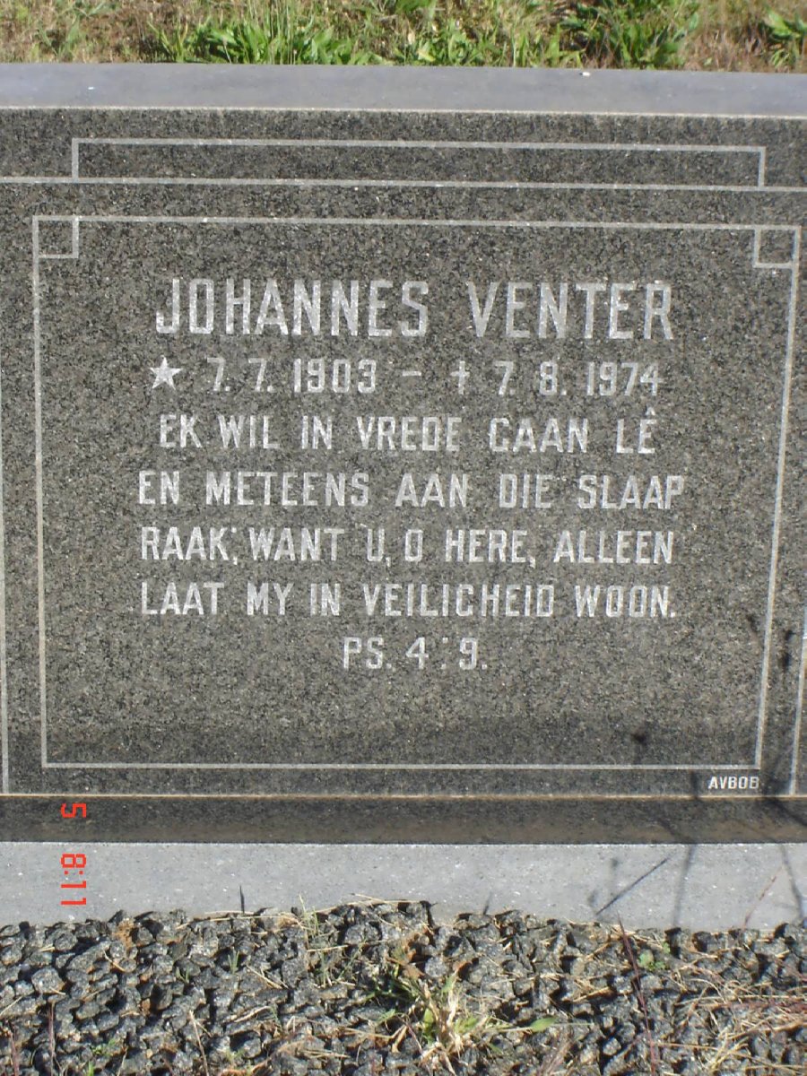 VENTER Johannes 1903-1974