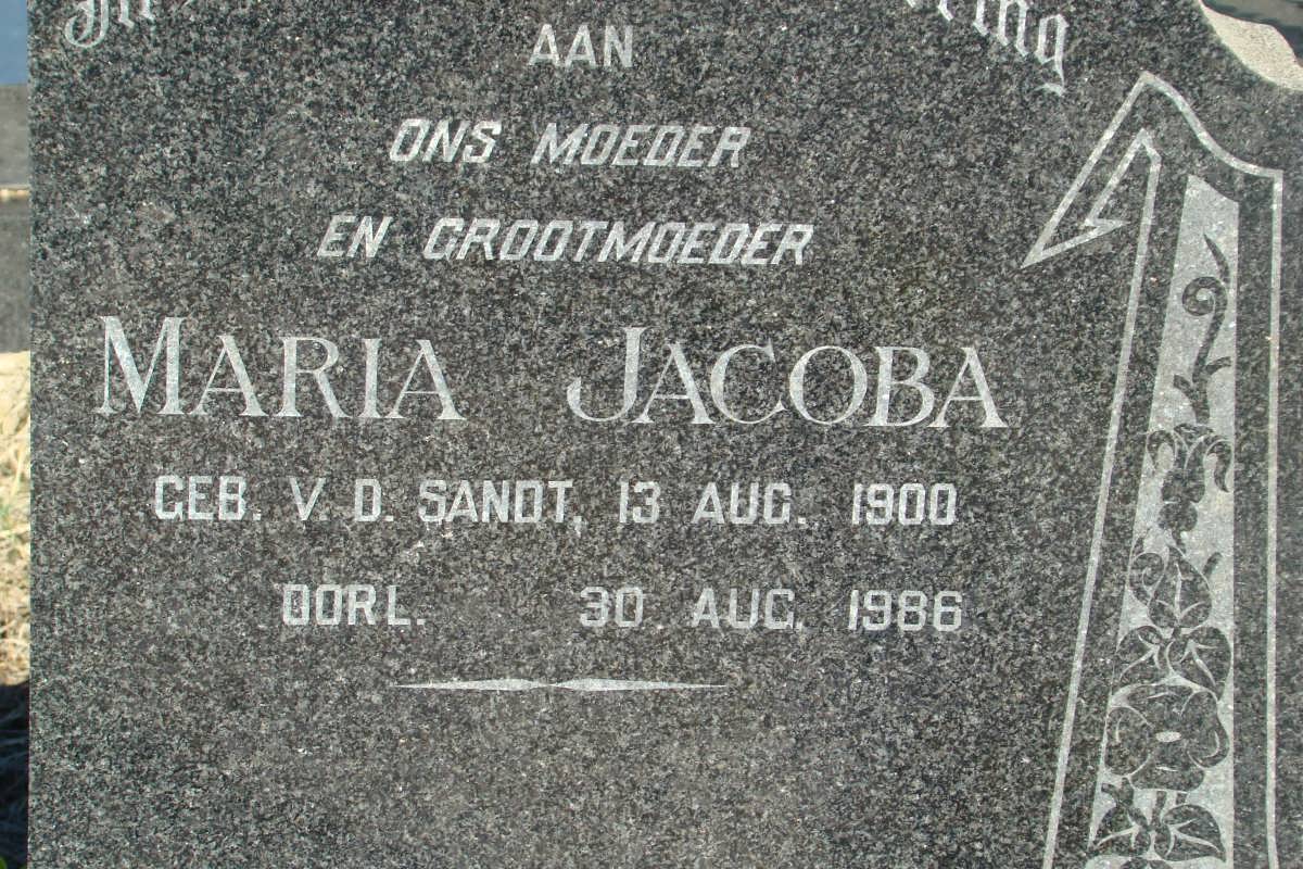 VENTER Maria Jacoba nee V.D. SANDT 1900-1986