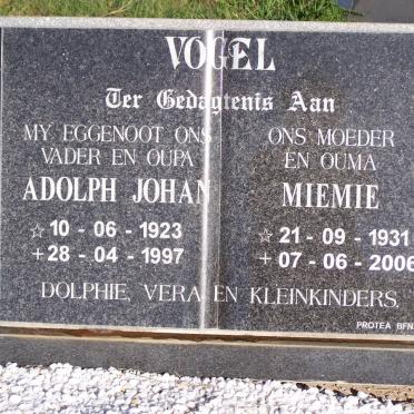 VOGEL Adolph Johan 1923-1997 &amp; Miemie 1931-2006