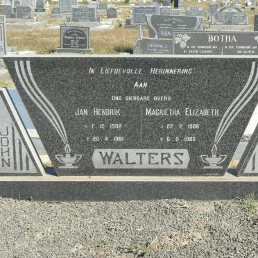 WALTERS Jan Hendrik 1902-1981 &amp; Magrietha Elizabeth 1906-1980