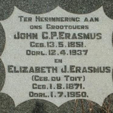 ERASMUS John C.P. 1851-1937 &amp; Elizabeth J. DU TOIT 1871-1950