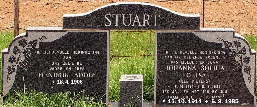 STUART Hendrik Adolf 1906- &amp; Johanna Sophia Louisa PIETERS 1914-1985