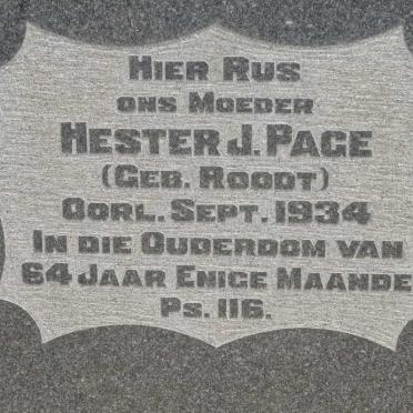 PAGE Hester J. nee ROODT -1934