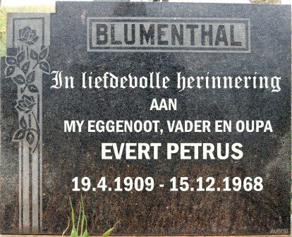 BLUMENTHAL Evert Petrus 1909-1968