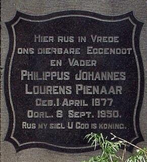 PIENAAR Philippus Johannes Lourens 1877-1950