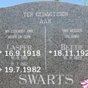 SWARTS Casper 1918-1982 &amp; Bettie 1929-