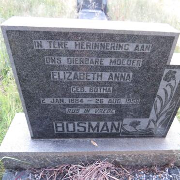 BOSMAN Elizabeth Anna nee BOTHA 1884-1958
