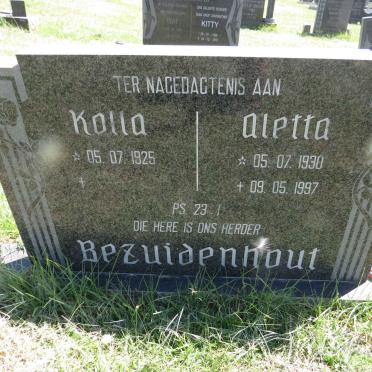 BEZUIDENHOUT Kolla 1925- & Aletta 1930-1997