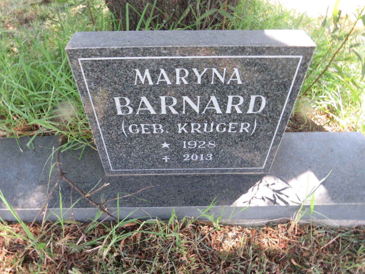 BARNARD Maryna nee KRUGER 1928-2013
